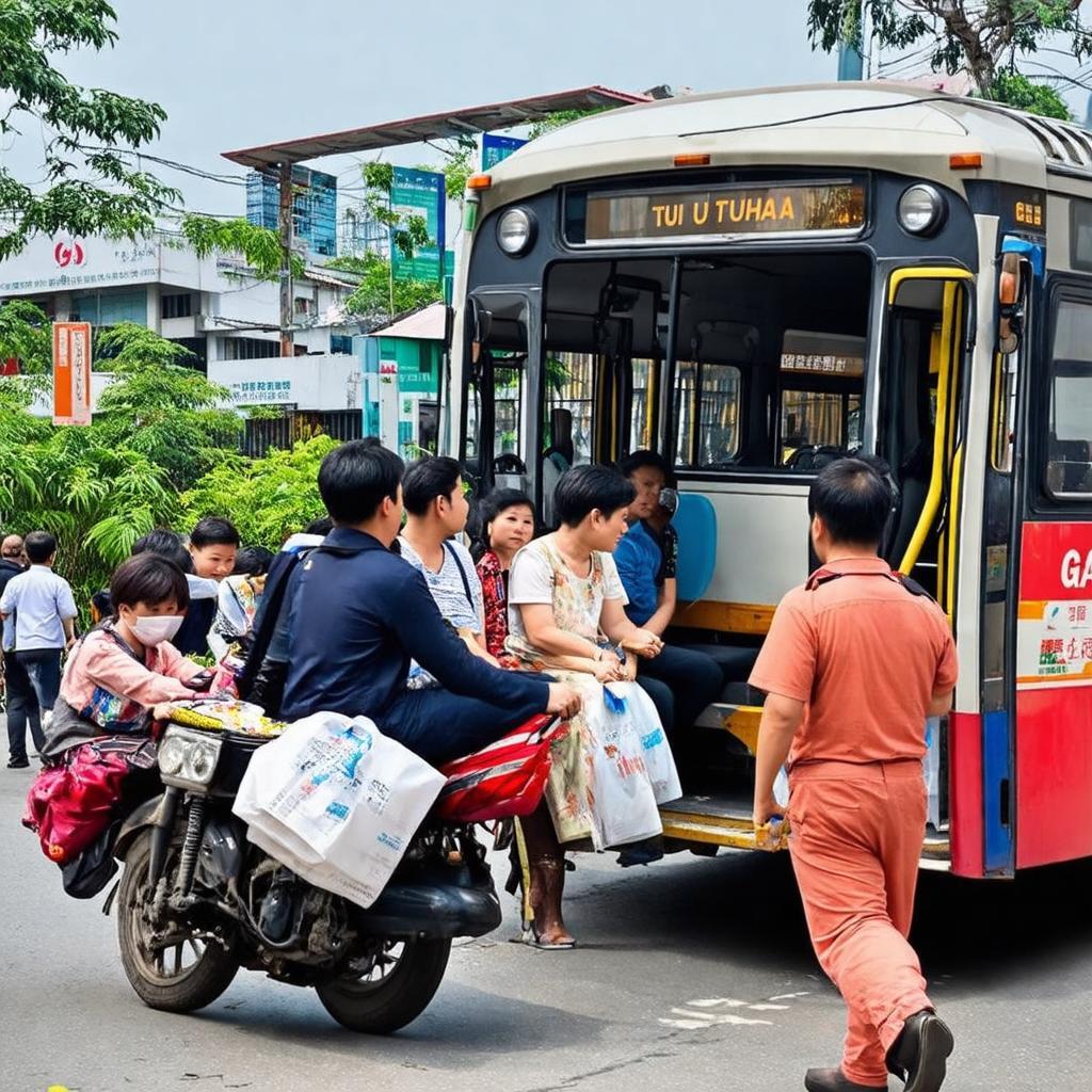 Hanh khach tai Ga Tuan Ha Le Hong Phong su dung dich vu di chuyen